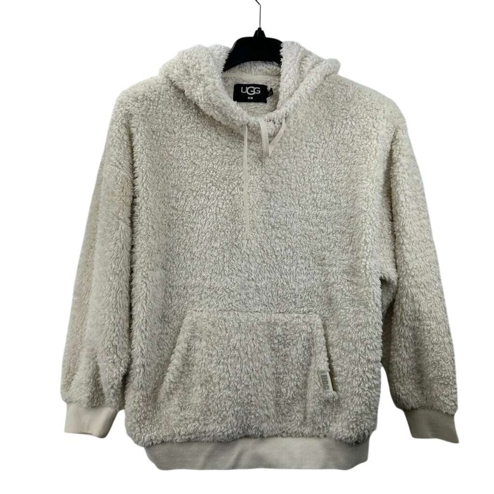 Ugg Women’s Medium Sherpa Pullover Hooded Beige Sweater Kangaroo Pocket